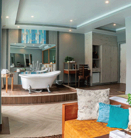 Honeymoon Junior Suite interior with romantic decor and private balcony
